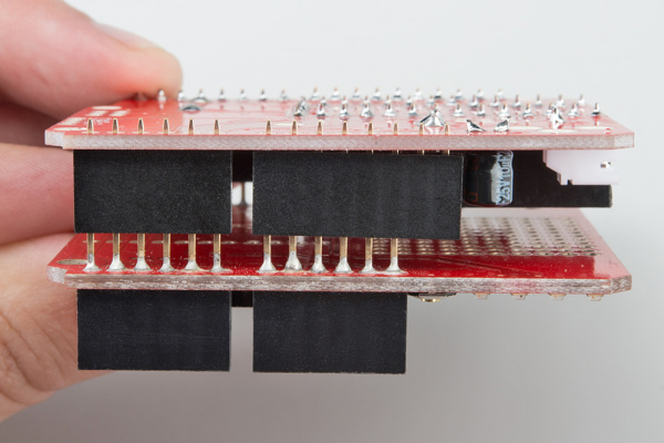Stacked headers for soldering